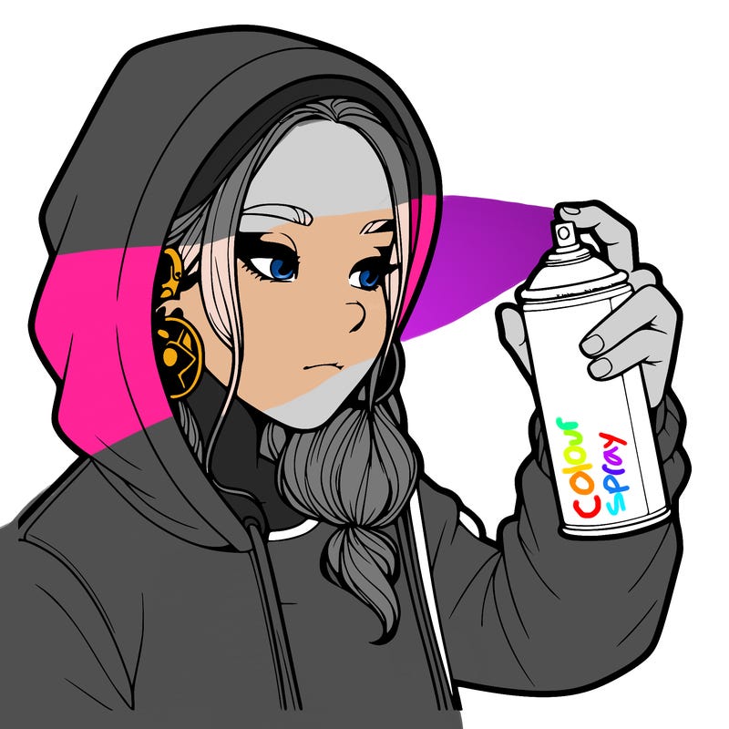 a realistic girl, spray painting