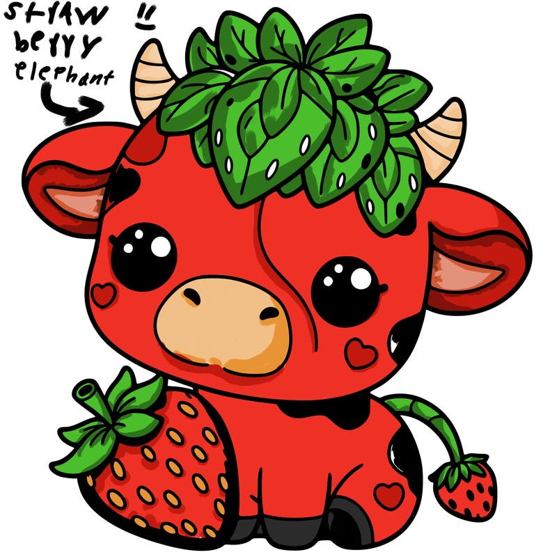 cute strawberry cow