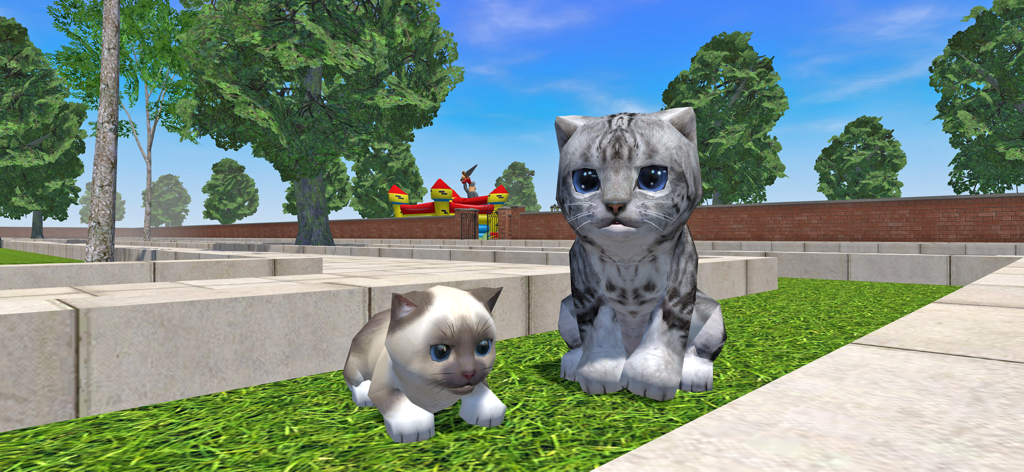 Cute Pocket Cat 3D - Part 2 - Two cute 3D kittens exploring a vibrant outdoor park in the cat simulator game