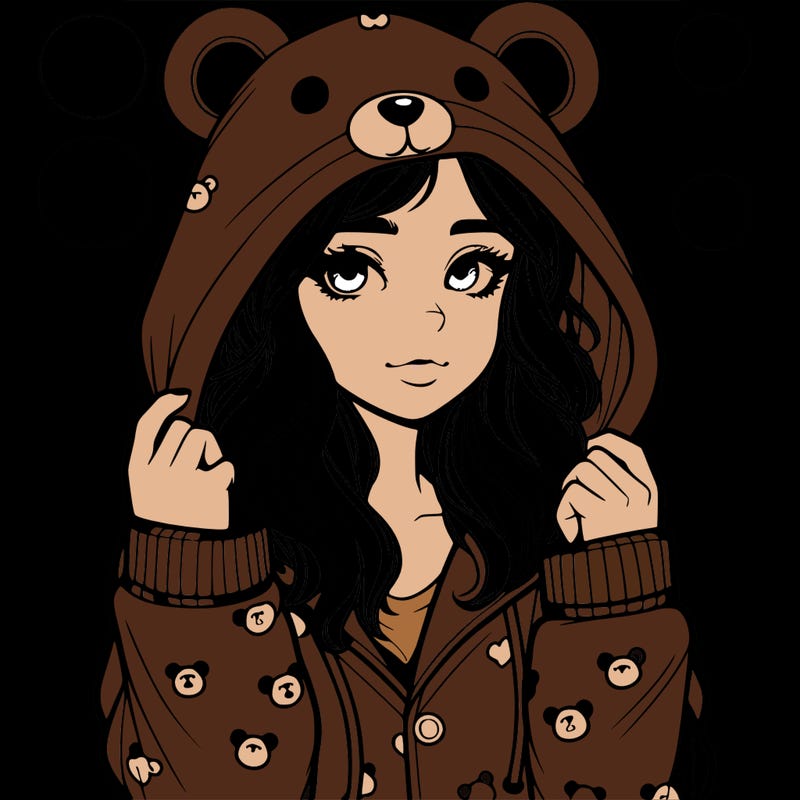 realistic girl in a animal pjs hoodie