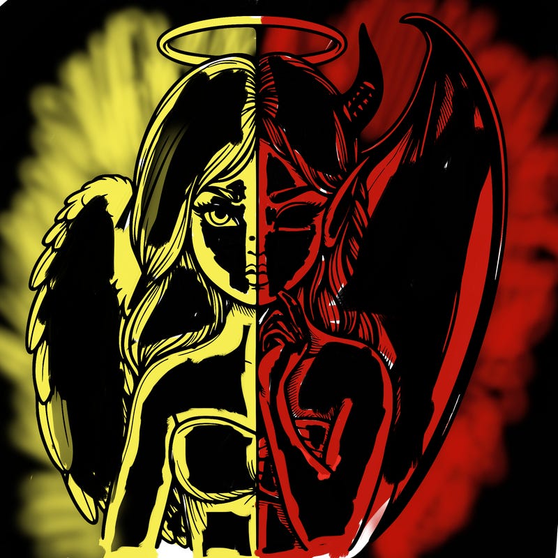 realistic angel half demon