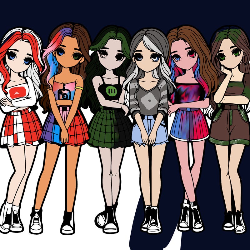 a group of girls realistic