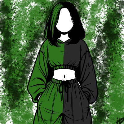 realistic girl faceless with baggy pants and a crop top