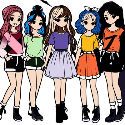 a group of five girls