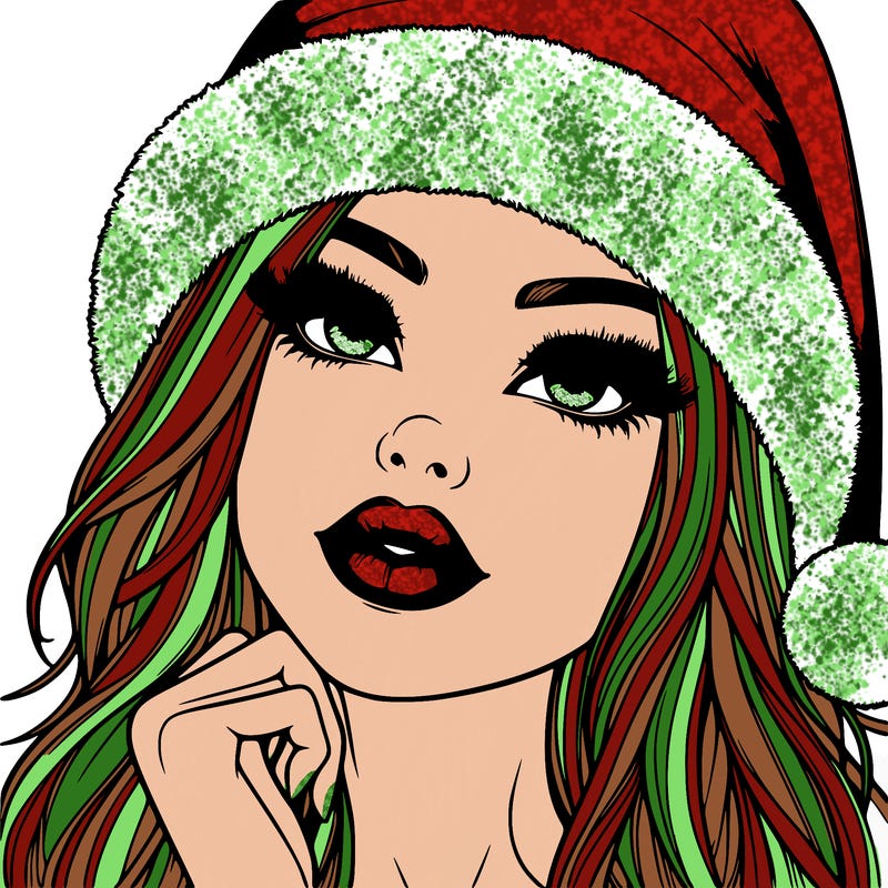 realistic christmas girl with lips