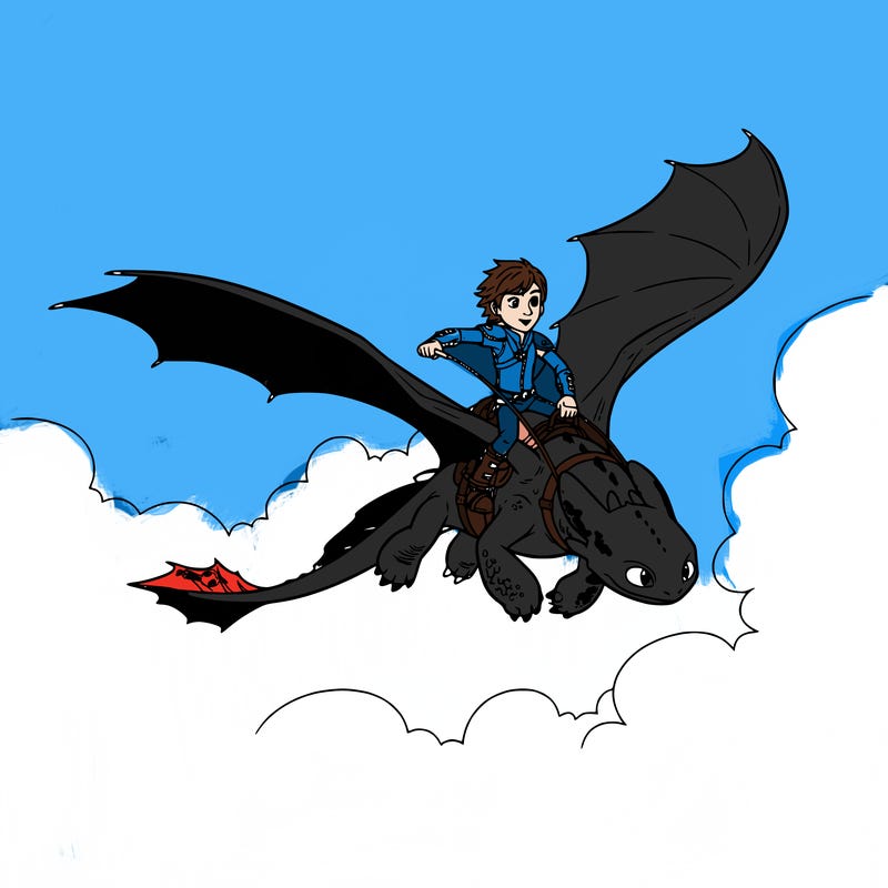 toothless and hiccup ridding together
