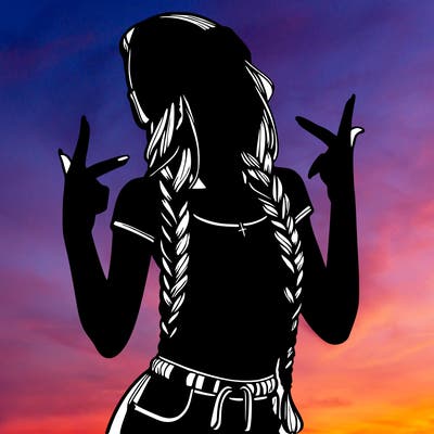 realistic teenage girl with braids and a beanie and crop top doing 🫶🏼