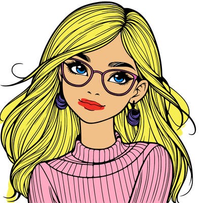 realistic girl with glasses