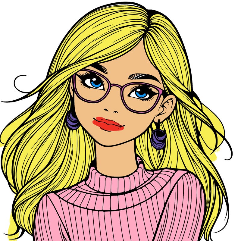 realistic girl with glasses