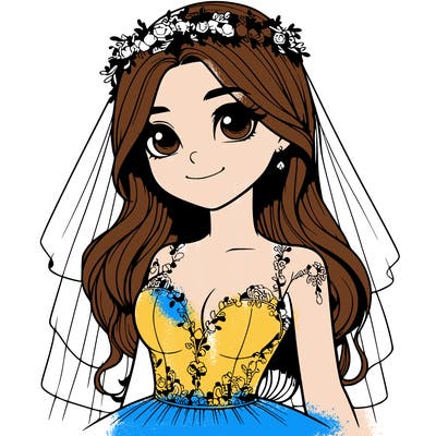realistic girl in a wedding dress