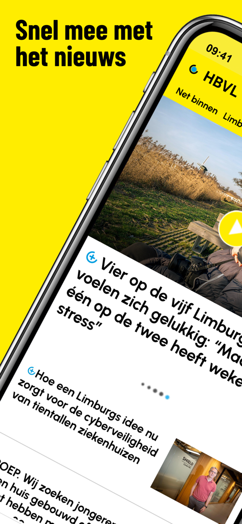 HBVL Nieuws - L'application HBVL News sur iPhone affiche les derniers titres et actualités locales.