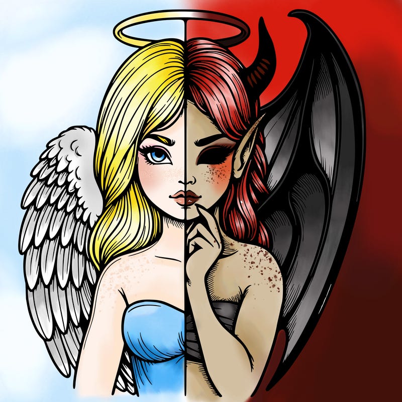 realistic angel half demon