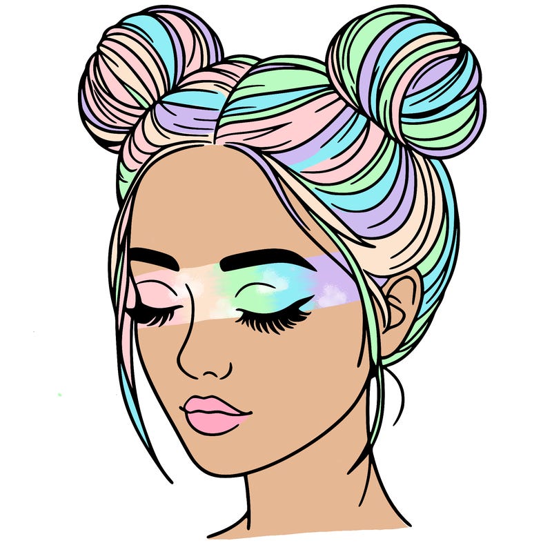 woman with hair buns