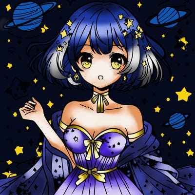magical galaxy girl with short hair anime