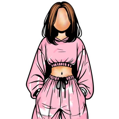 realistic girl faceless with baggy pants and a crop top