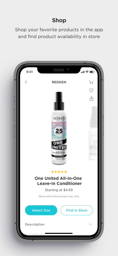 SalonCentric - Página de producto Redken en la app SalonCentric para profesionales de salones