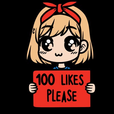 girl holding sign saying 100 likes please