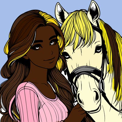 realistic girl with horse