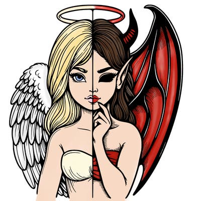 realistic angel half demon