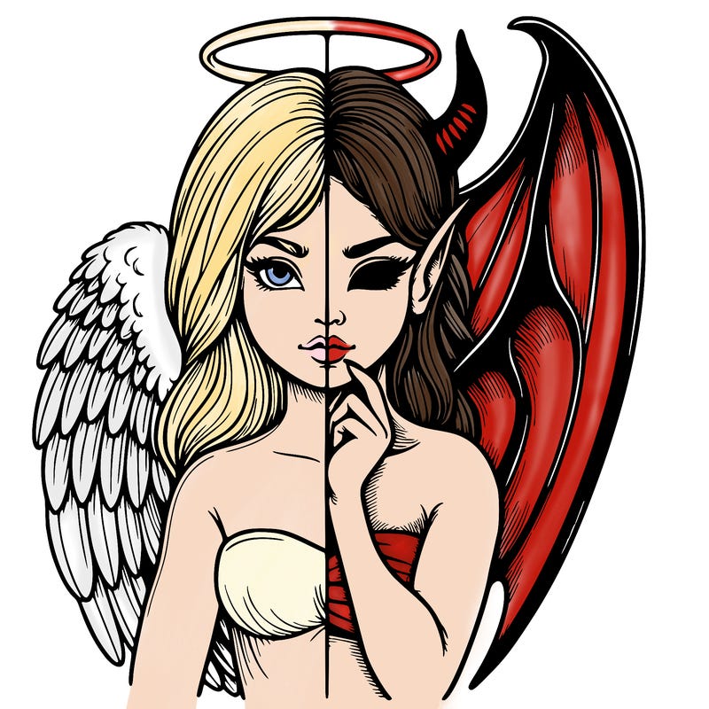 realistic angel half demon