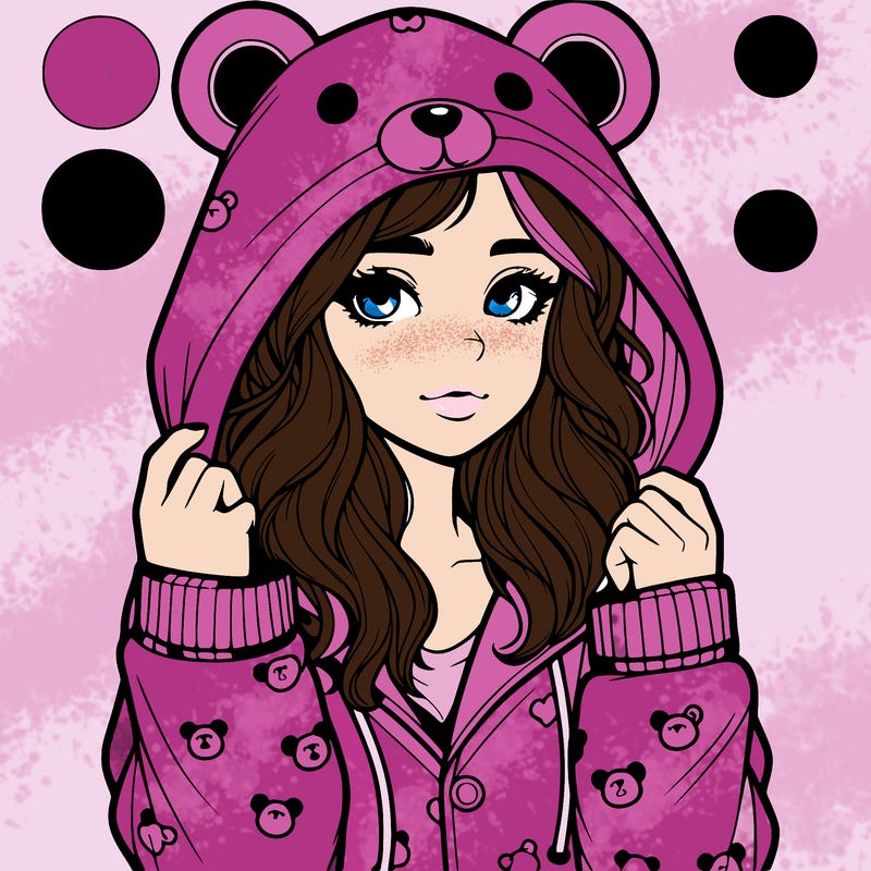 realistic girl in a animal pjs hoodie