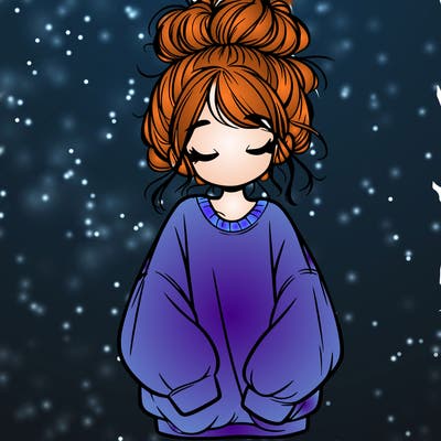 girl with baggy sweatshirt and messy bun