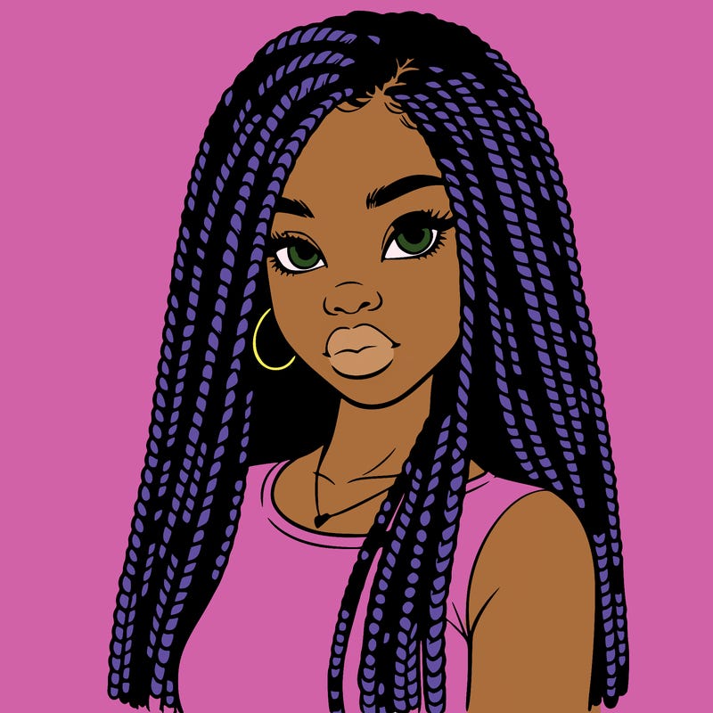 a realistic black girl with braids