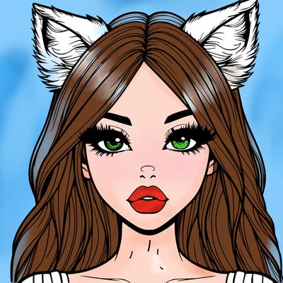 realistic girl with fox ears and realistic lips