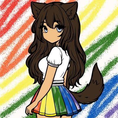 realistic girl with wolf ears and a tail