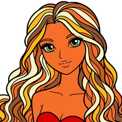 beautiful woman long wavy hair