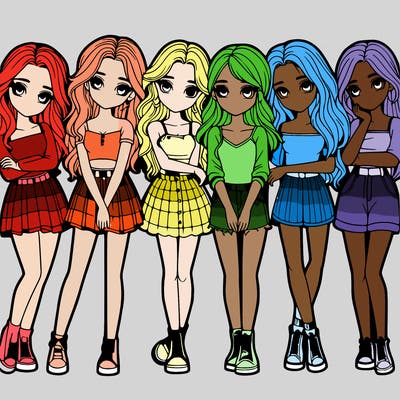 a group of girls realistic