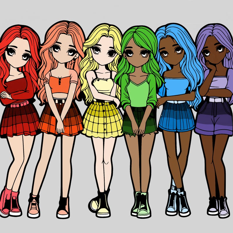 a group of girls realistic