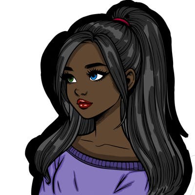 realistic girl with a high ponytail