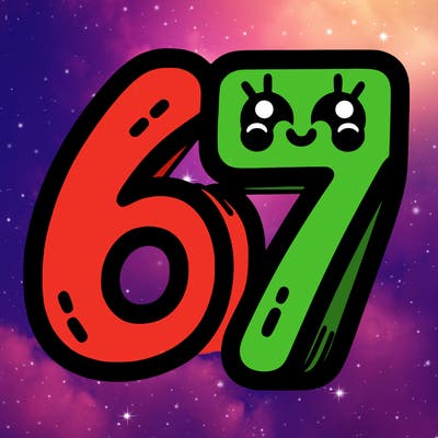 the numbers 67