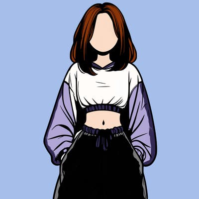 realistic girl faceless with baggy pants and a crop top