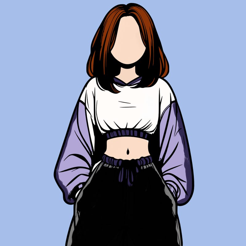 realistic girl faceless with baggy pants and a crop top