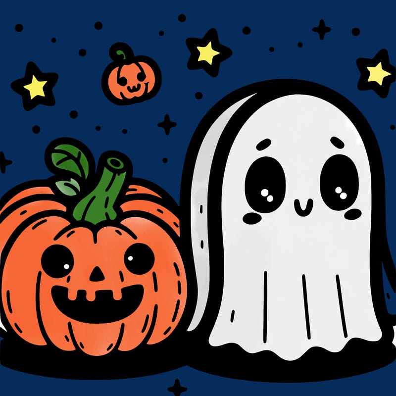 cute pumpkin and ghost
