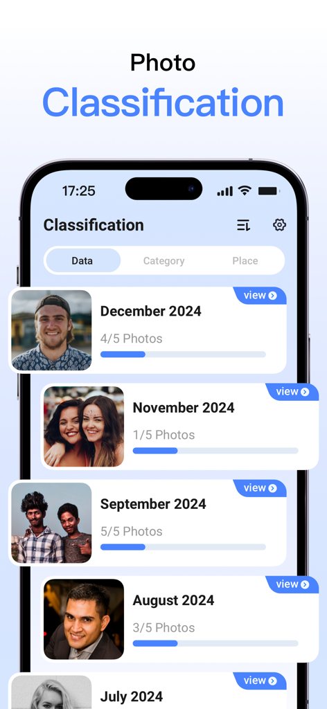 Phone Cleaner: Clean Up Smart - Phone Cleaner app interface showing photos organized by month for easy storage management