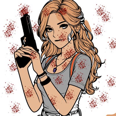 realistic  pretty girl with a  gun