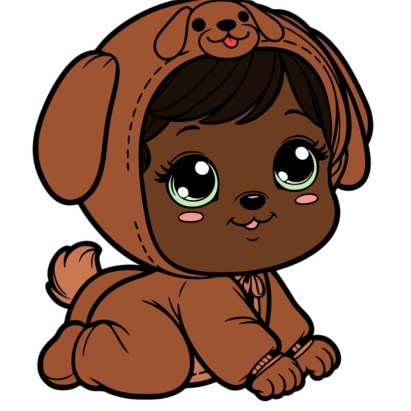 a beautiful baby in a puppy costume