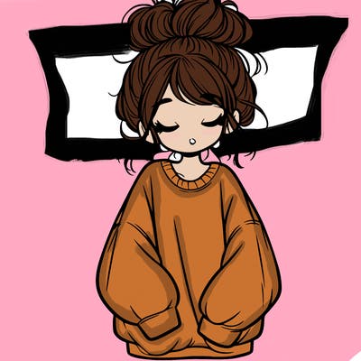 girl with baggy sweatshirt and messy bun