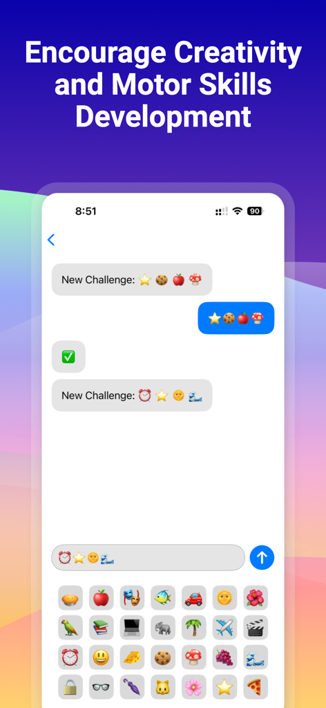 Emoji Games For Kids - Interfaz de un juego de emparejamiento de patrones para niños que usa emojis en una pantalla de móvil