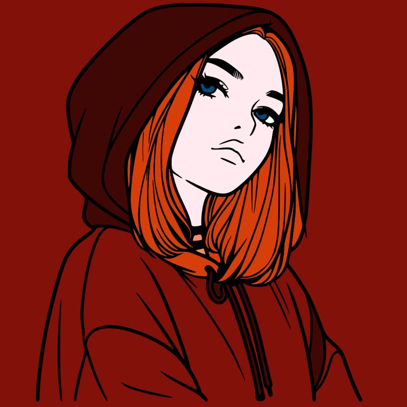 a realistic girl in a hoodie