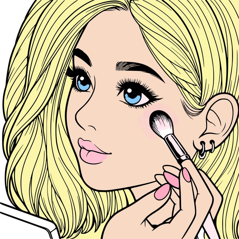 a realistic girl doing her makeup