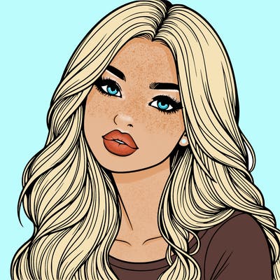realistic girl with hair on her hair and lips
