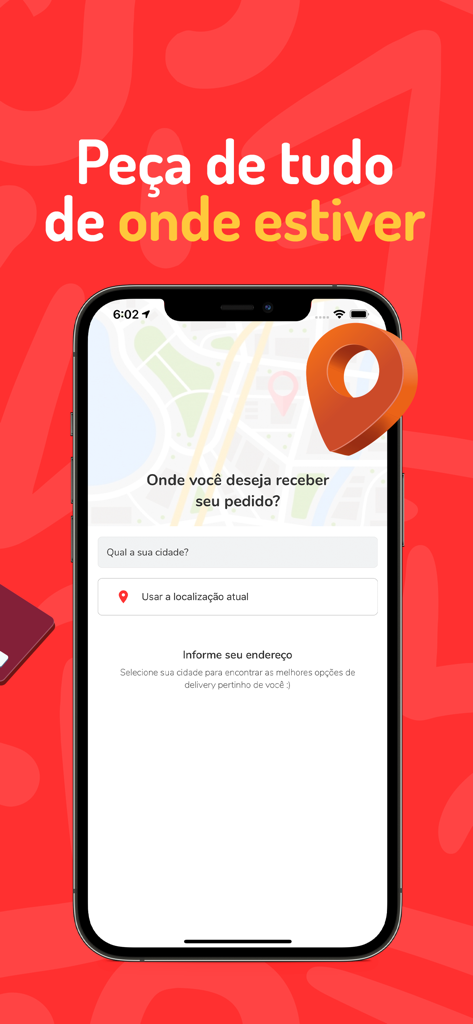 Pede.ai - Delivery - Pede.aiデリバリーアプリのアドレス選択インターフェースを表示する携帯電話画面