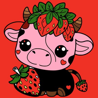 cute strawberry cow