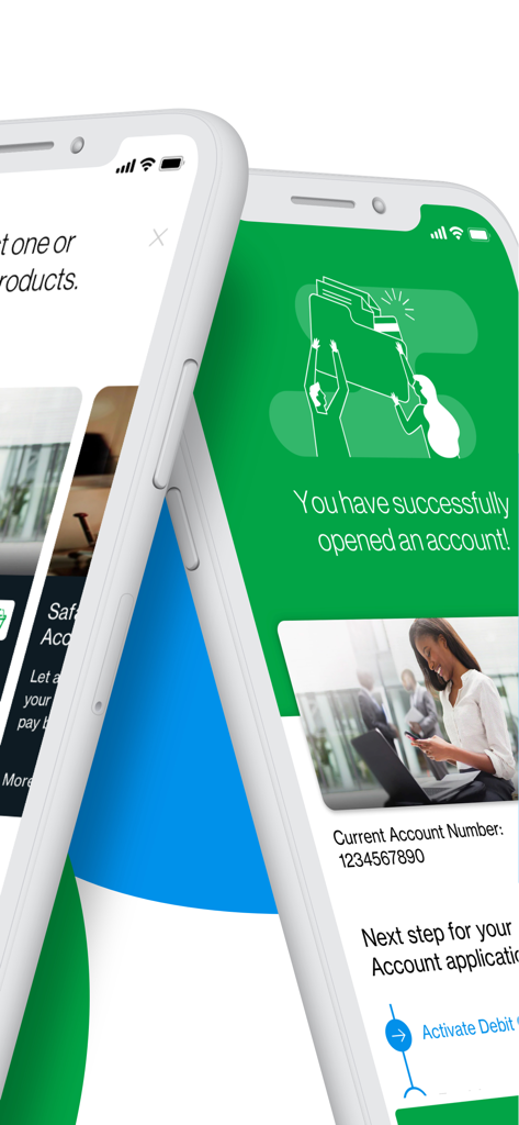 SC Mobile Zambia - A smartphone screen displaying a successful bank account opening confirmation on the SC Mobile Zambia app.