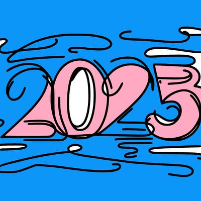 one line scrawled numbers sketch design “2025”