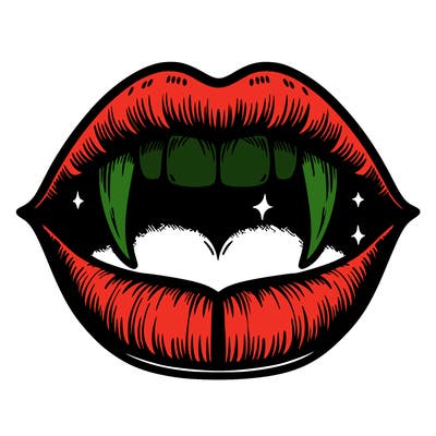 lips with vampire teeth